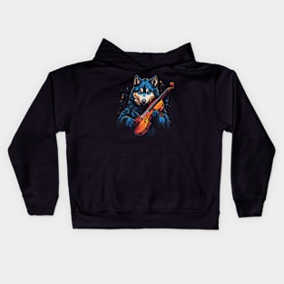 Alaskan Husky Playing Violin Kids Hoodie